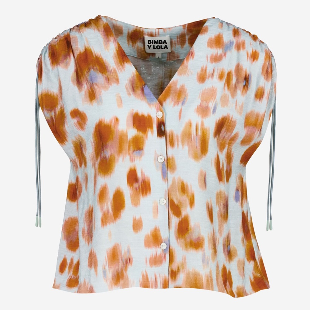 Bimba Y Lola Modern Orange and Tan Blouse Size XS - Picture 2 of 9